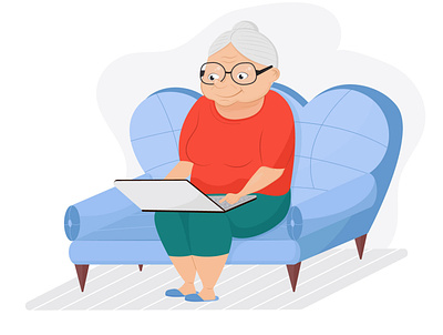Grandmother with laptop grandma grandmother graphic design laptop remote