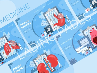 Medicine Bundle 02 heart hypertension kidney landing page lungs medicine stomach ui ux vector