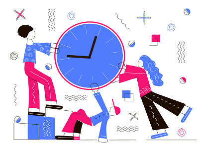 Deadline clock creative team deadlines gob memphis style simple time management vector