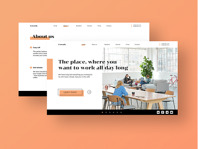 Cowork. space landing page. 2020 branding concept coworking space design e shop figma landing landing design minimal photoshop ui ux web