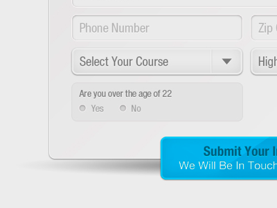 Light grey fields button drop down radio button shadow text field