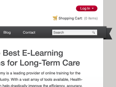 Header banner banner header interactive log in menu navigation search shopping cart web design