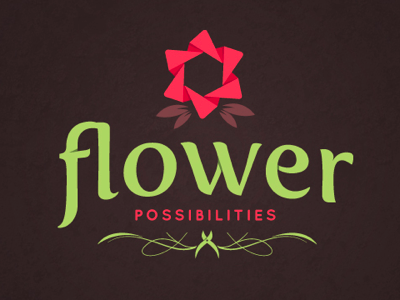 flower possibilities logo flowers leaves logo scissors texture typography vines