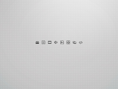 Toolbox Icons audio gradient grid html icons pixels position slideshow test text toolbox video