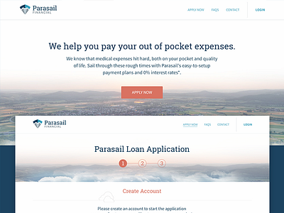 Medical Loans application button finances forms landing page loans medical website