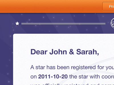 eCertificate certificate letter orange print purple starburst stars