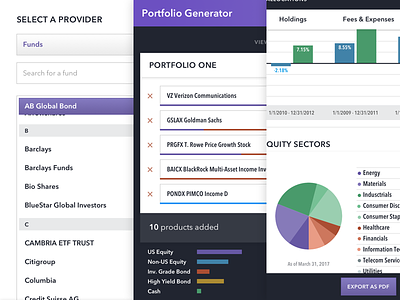 Portfolio Comparison bar graph charts dark ui financial graphs portfolio products stocks
