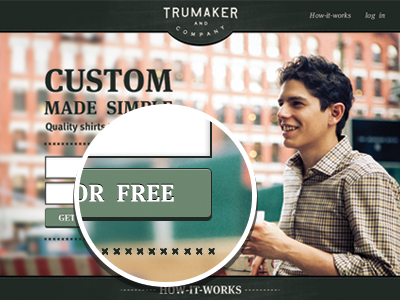 Trumaker Land Concept button fields homepage howitworks landing signup texture trumaker