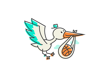 Stork! ball basketball bird cloud fly hat illustration lithuania outline sky sticker stork