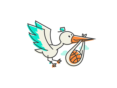 Stork! ball basketball bird cloud fly hat illustration lithuania outline sky sticker stork