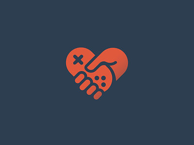 Love the game controller finger game gamepad hand heart hold icon joystick logo love play