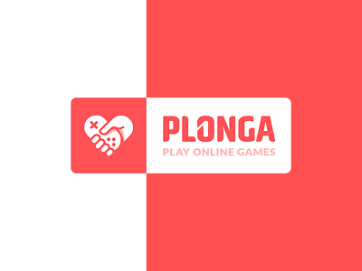 Plonga web logo controller finger game gamepad hand heart hold joystick logo love online play