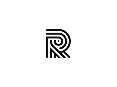 R alphabet icon letter line logo mark r record spin stripe symbol