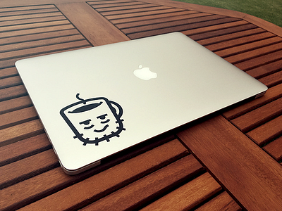 Grumpy coffee apple coffee cup grumpy illustration line macbook morning mug sticker stickermule