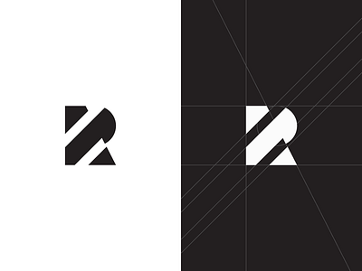 R alphabet cut grid guide icon letter logo r symbol type typography