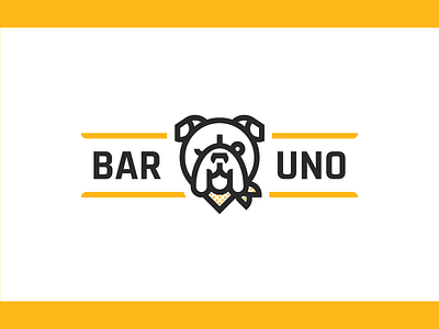 Bar #1 animal bandana bar bulldog dog drink eye happy icon line logo one