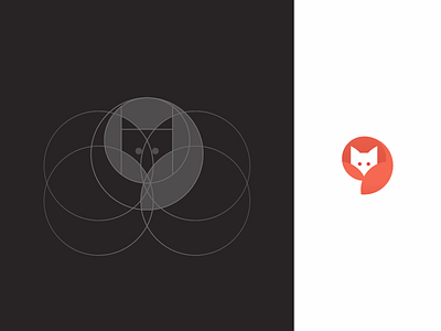 Fox animal circle fox grid guide logo mark negative smart symbol tail