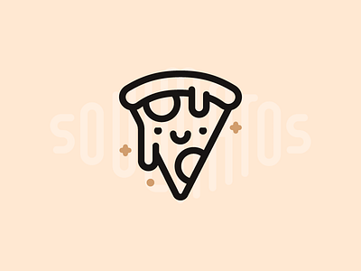 Pizza cheese food icon illustration outline pepperoni pizza slice smile soulmate soulmatos star