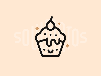 Cupcake cherry cupcake food icon illustration muffin outline smile soulmate soulmatos star sweet