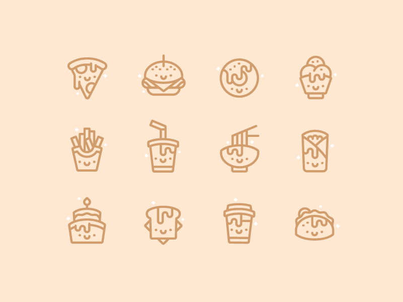 Soulmatos! burger cake coffee donut food ice cream icon illustration pizza soulmate soulmatos taco