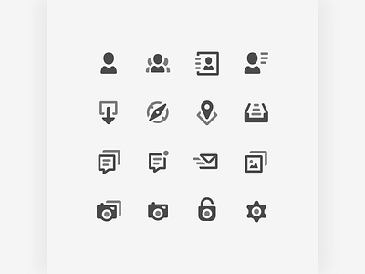 Icon set camera chat compass contact download icon location mail message picture settings user