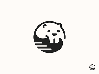 Beaver animal beaver bit bite circle icon line logo negative symbol tail teeth