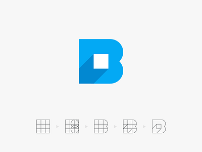 B pixel logo 3d b blue grid guideline icon letter logo pixel shadow square