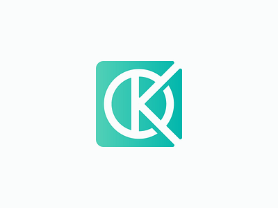 OK circle gradient icon k letter logo monogram negative o ok square symbol