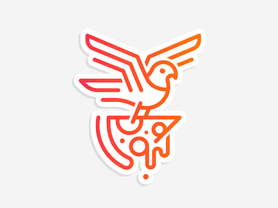 Pizza delivery! bird cheese delivery gradient illustration line logo pigeon pizza slice sticker wing