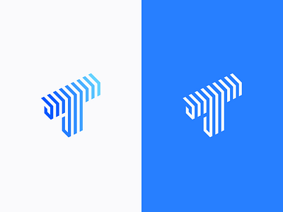 T 3d blue icon letter line logo stripe symbol t type