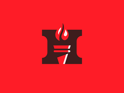 H fire h icon letter light logo negative red smart space symbol torch