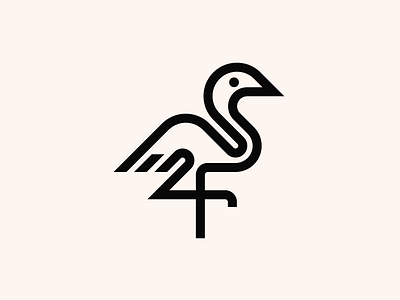 Crane bird crane geometry icon line logo monoline symbol thick