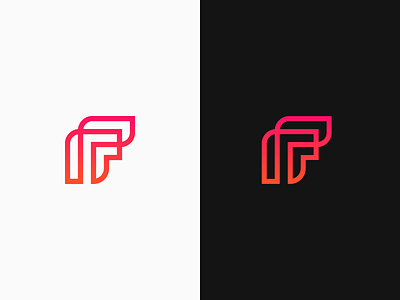 Flame burn f fire flame gradient letter logo mark monogram monoline symbol typography