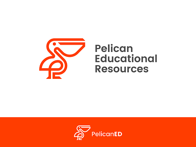 Pelican ED animal bird design education icon line logo mark outline pelican resource symbol vector