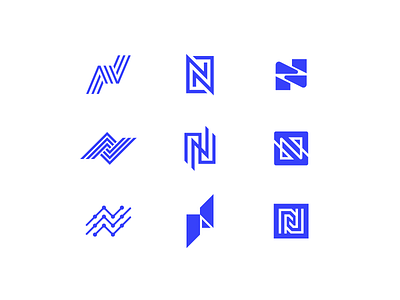 N blue icon letter logo mark monogram n node symbol typography