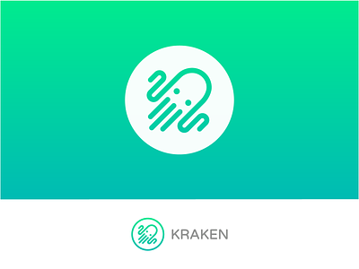 Kraken animal circle green icon kraken logo octopus squid symbol turquoise