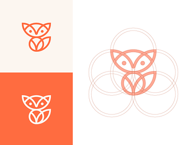 Fox animal circle fox grid guide guideline icon line logo mark orange symbol