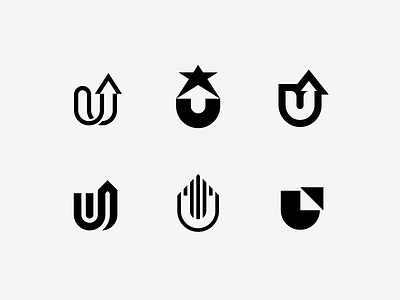 U arrow icon letter line logo mark negative space star symbol u up