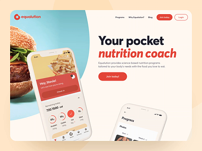 Equalution - Website and account management animation body colorful design fitness landing page minimal nutrition programs ui ui design ux web design weight loss