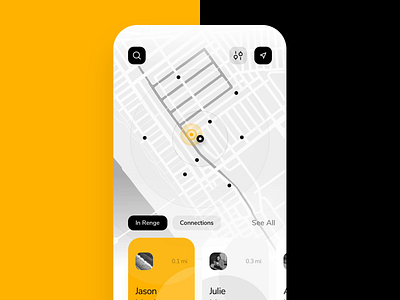Renge - Interaction android animation app app design connect design explore ios map app minimal mobile mobile app design motion people icons ui ux uxui