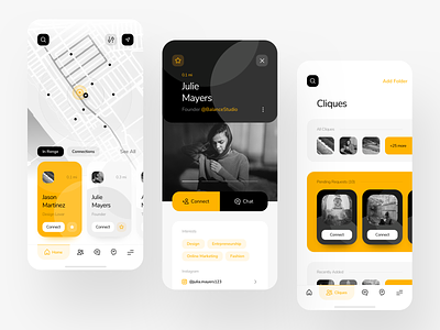 Renge - Other Screens android animation app app design connect design explore ios map map app minimal mobile mobile app mobile app design ui uiux ux