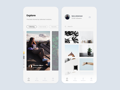 Photography discovering - concept app app design clean gallery interface minimal minimalist mobile mobile app mobile app design mobile application mobile design mobile ui modern photography simple uidesign white