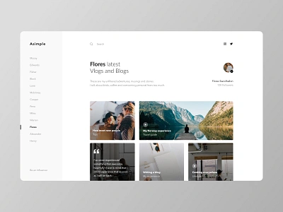 Blog & Vlog community app blog clean community experience interface landing landing design minimal minimalist modern platform simple travel ui uidesign vlog white