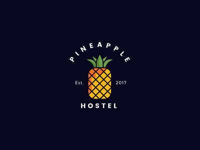 Pineapple Hostel - WIP logo branding colorful fruit hostel icon logo pineapple simple tiny