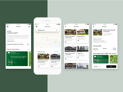 Golf Club booking clean golf golf club green green app layout layout design management mobile ui ui ux