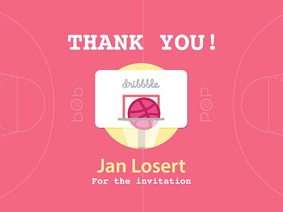 Thanks! @Jan Losert basketball dribbble flat illustration invite pop thank you thanks