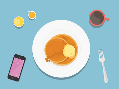 Weekend Breakfast breakfast butter coffee flat good morning illustration iphone pancake syrup