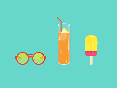 Summer colour flat hot ice ice cream illustration juice lemon melt summer sun glasses