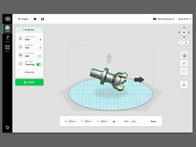 Web app for 3D printing 3d printer app dashboard minimal simplicity tool ui web