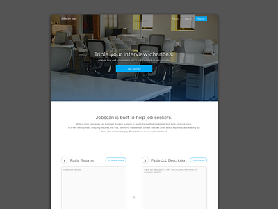 Landing page for Jobscan jobscan landing page ui